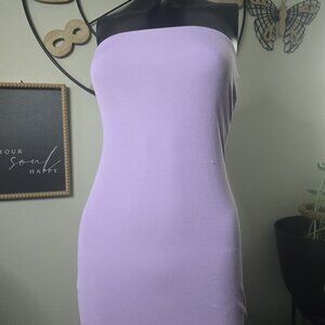 💕 Purple Strapless Ribbed Dress | Easy Fit | Size Small
